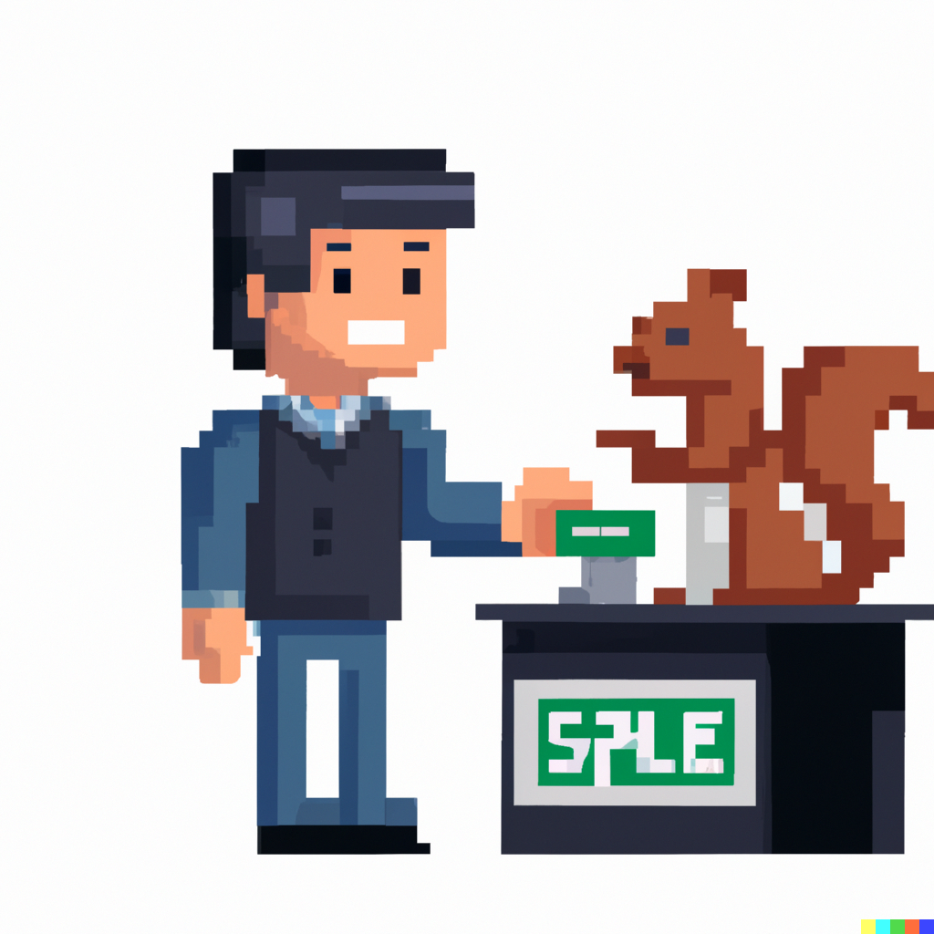 DALL·E 2022-09-06 21.58.34 - Pixel art salesman buying squirrel.png