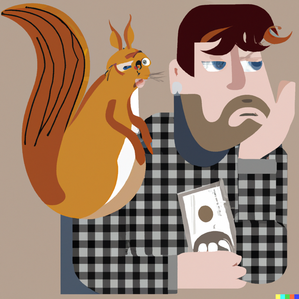 DALL·E 2022-09-06 21.59.03 - A bored man with money buying a squirrel.png